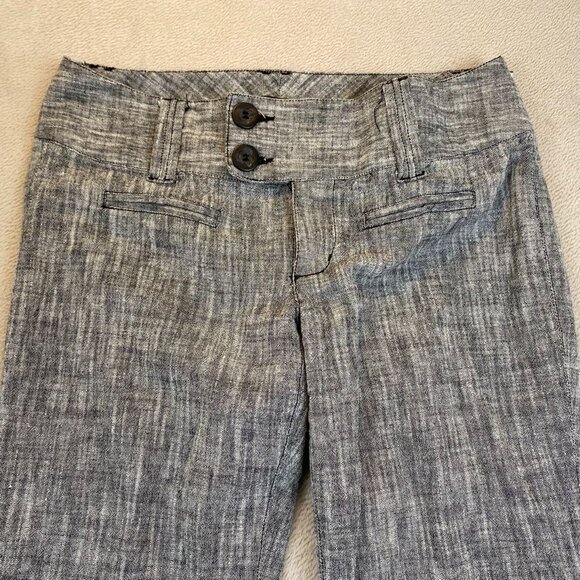 Maurices Women's Linen Cotton Blend Pants 7/8 Gray Linen Blend Wide-Leg Business - Picture 6 of 13